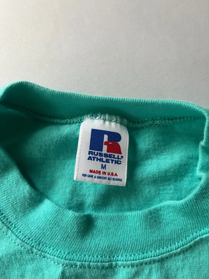 Vintage Russell Athletic Womens Sz M Blank Blue Shirt Made in USA Retro - Image 2 of 4