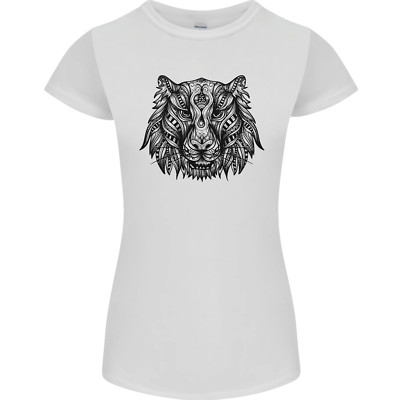 Gildan Mandala Art Tiger Damen Petite Slim Fit Maglietta Rundhals Shirt