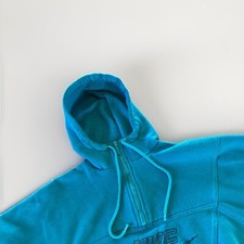 VTG 80s 90s Nike Hoodie Men M Sport Classics Teal 1/4 Zip Grey Tag Drawstring