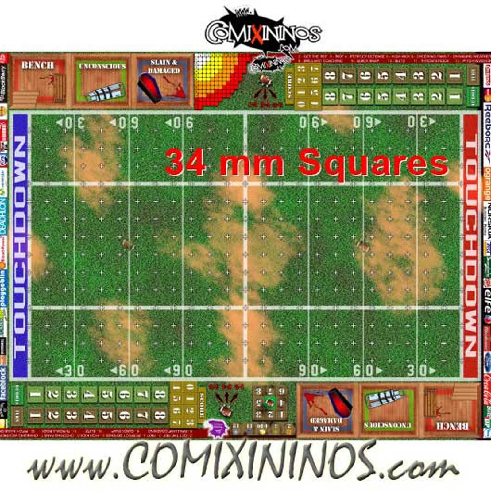 Fantasy Football 34 mm BASIC ROLLABLE GAMING MAT for Blood Bowl