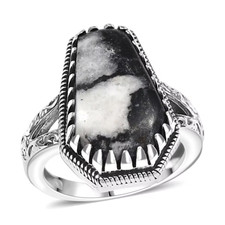 Artisan Crafted White Buffalo 12.50 ctw Southwest Ring in Black Oxidized SS
