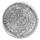 1 TROY OZ .999 FINE SILVER AZTEC CALANDER PYRAMID ROUND BU