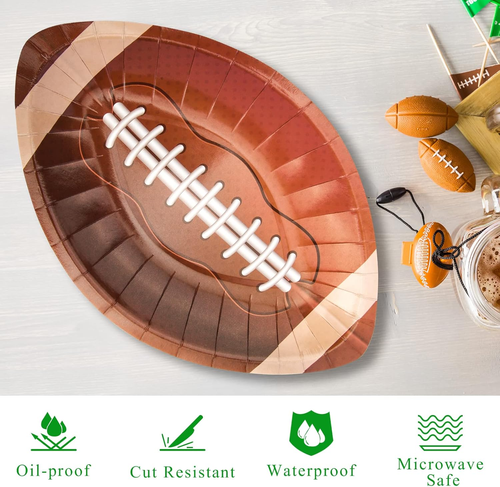 50PCS Football Party Paper Plates 10X6.5In Superbowl Plates Super Bowl Disposabl - Picture 4 of 12