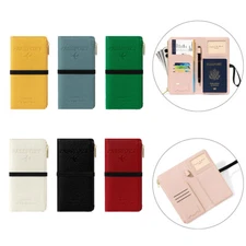 RFID Blocking PU Leather Passport Holder Large Capacity Organizer for Men Women