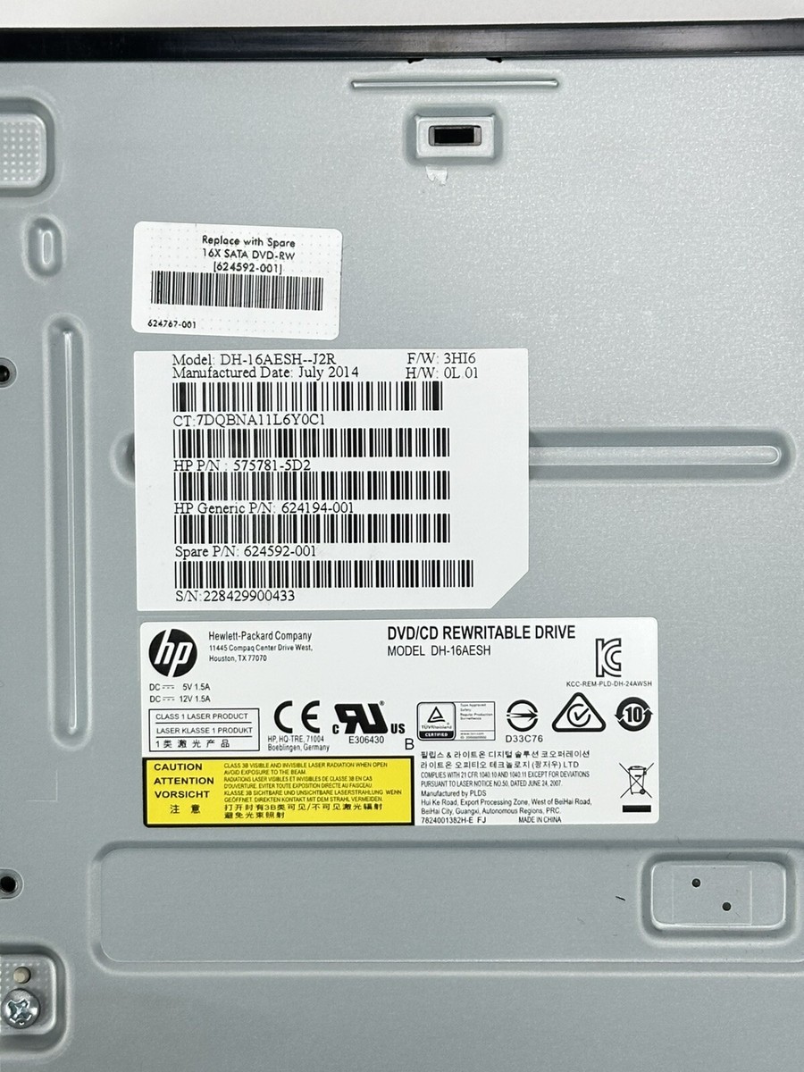 HP デスクトップPC DVD-RW付き HP 16x SATA CD/DVD-RW Drive DH-16AESH--J2R 624592-001 | eBay