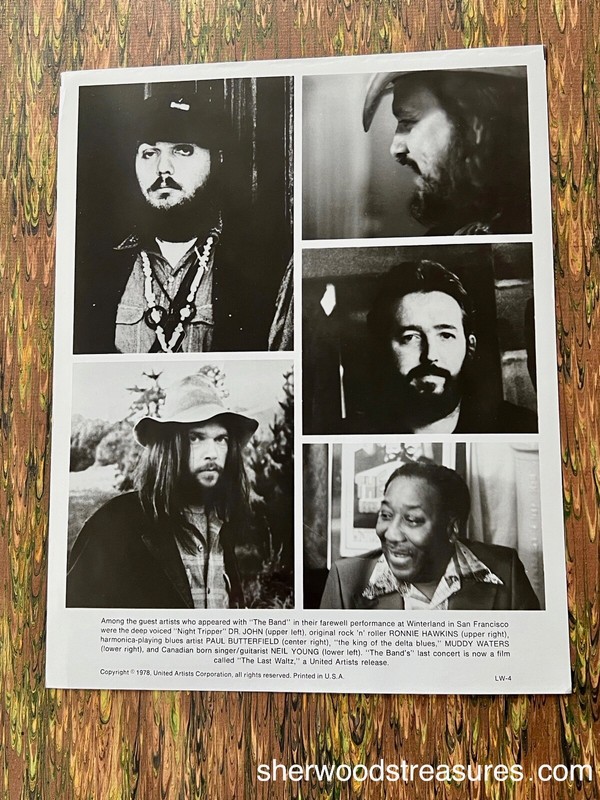 LAST WALTZ NEIL YOUNG MUDDY WATERS  VINTAGE PROMO PHOTO  BLACK / WHITE  8" 10"
