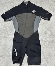 HO Sports Shorty Wetsuit Womens 12 Black Pink Hibiscus Freedom Flex Surf Swim