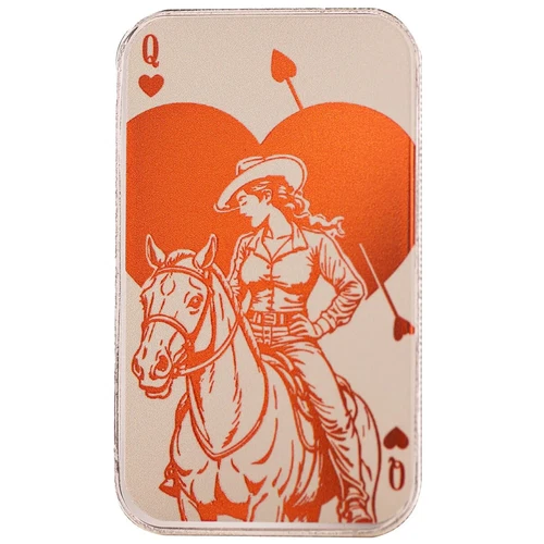 QUEEN OF HEARTS - 1 oz. 999 Fine Silver Wedding Gift - VALENTINE'S DAY LOVE BAR