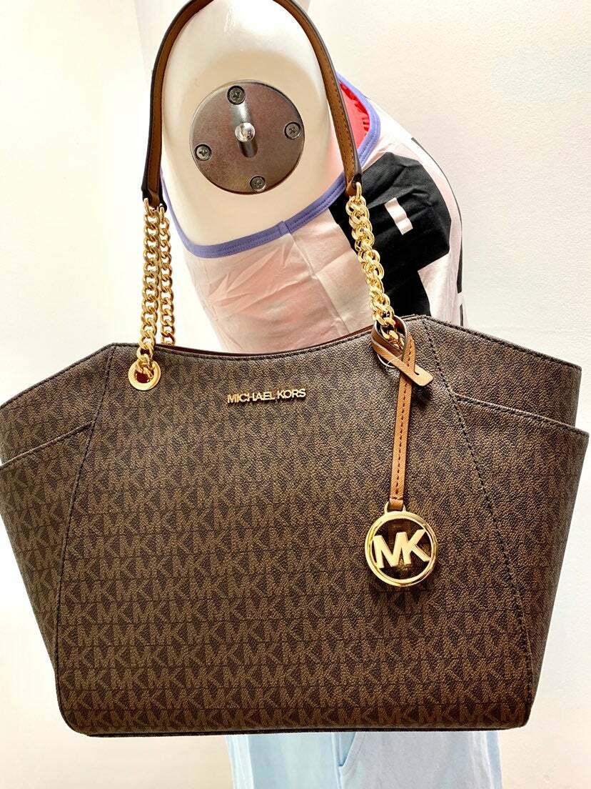 Michael Kors Jet Set Large Travel Chain Brown Shoulder Bag