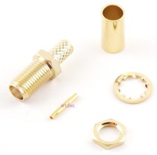 SMA Female Coax Connector Bulkhead Crimp RG-58 LMR-195 - USA Ham Radio Seller