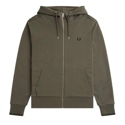 Fred Perry Hoodie mit durchgehendem Reißverschluss grün - Größe XL Herrenbekleidung