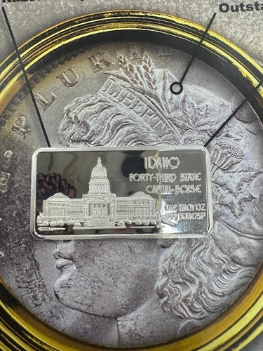 Idaho 1889 43rd State, 1 Troy oz .999 FINE Silver bar, CM-0160