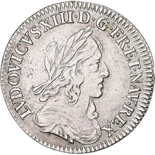[#1508789] France, Louis XIII, 1/12 Ecu, 1643, Paris, rose, Silver, AU