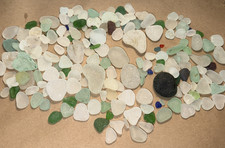 BEACH SEA GLASS SURF TUMBLED 1 POUND Mini to Large Pieces Green White Dark 1.5lb