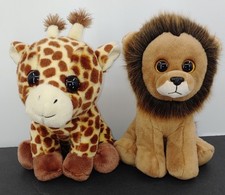 Lot Of 2 Ty Beanie Boo Peaches The Giraffe And Cecil The Lion VelveTy 10" Plush