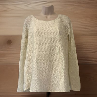 Anthropologie One September Lace Layered Top Womens XS Cream Fairy Boho Cottage