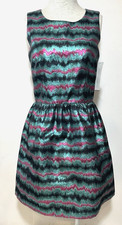 French Connection Siberian Metallic Dress Sz 10 Pink/Black NWT $248