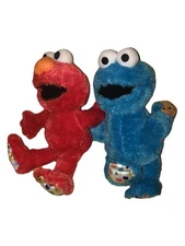 Sparkly Sesame Street Blue Cookie Monster & Red Elmo Plush Issac Mizrahi 2019