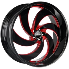 Strada C06 Retro 6 24x10 5x120 +25mm Black/Machined Red Wheel Rim 24" Inch
