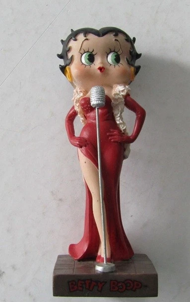 Statue Betty-Boop et sa robe de soirée rouge en résine - 38 cm - Maison