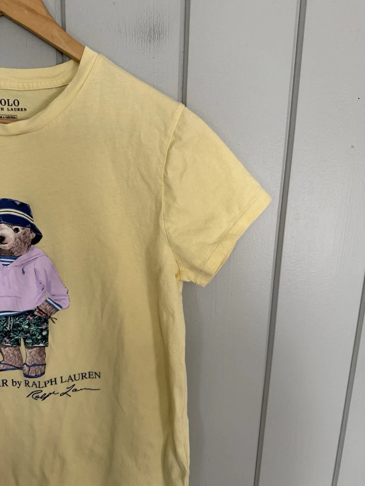 Para Mujer Polo Ralph Lauren Polo Oso Camiseta M Mediana Amarillo Mantequilla Sombrero Cubo Foto 2 de 4