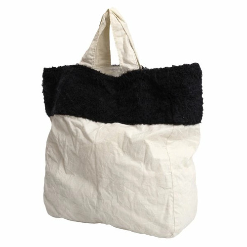 tricot COMME des GARCONS mohair blend brushed patch tote bag off-white black