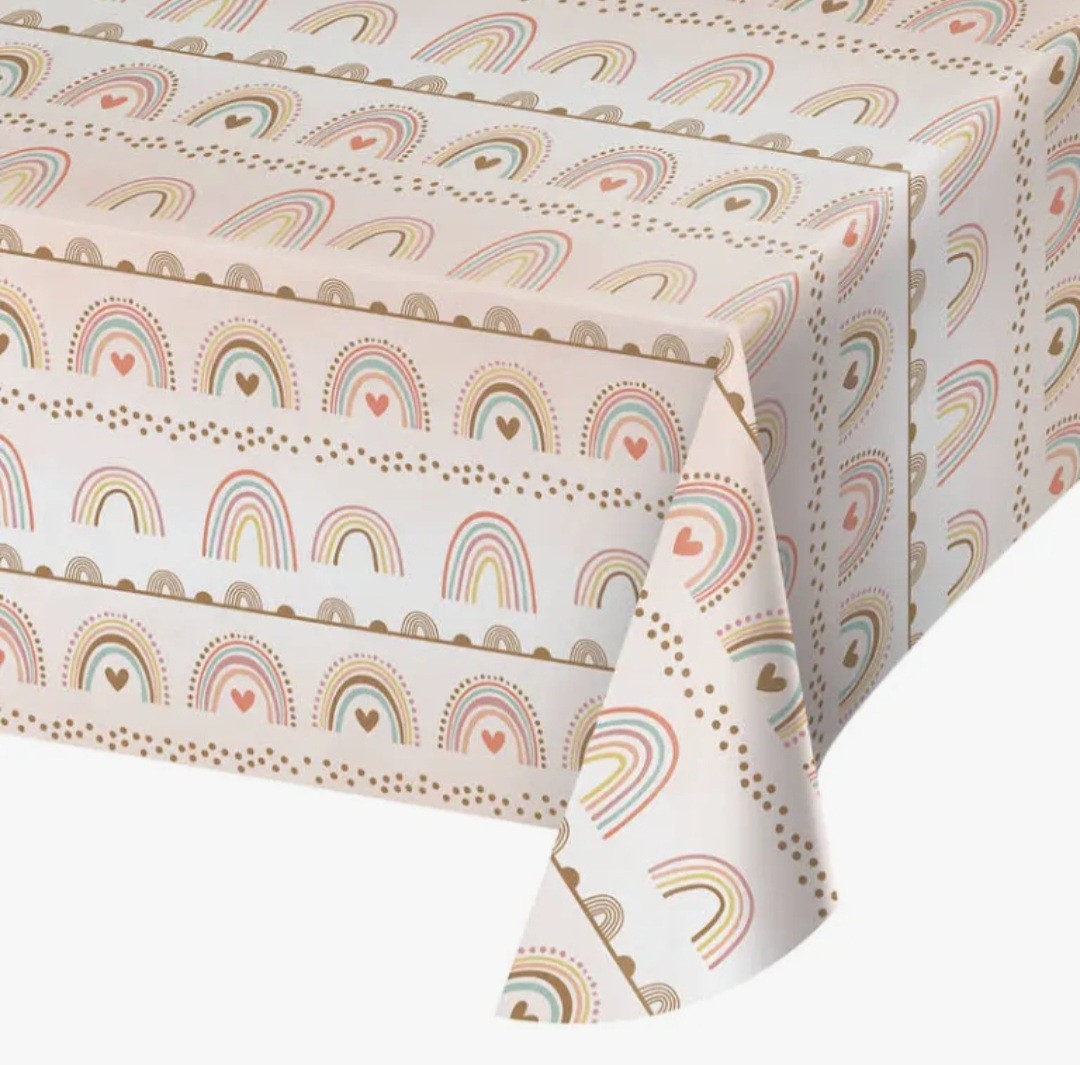 Creative Converting Tablecloth Boho Rainbow 54" x 102" Paper Tabel Cloth Cover