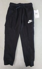 NWT Nike Preschool Club Fleece Cargo Boy's 7 Black Joggers Sweatpants 86/386-023