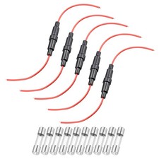 5Pcs 6x30mm Inline Screw Type Fuse Holder 22AWG Wire with 10Pcs 1A Glass Fuse
