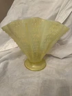 Vintage Fenton Hobnail Opalescent Yellow Uranium Glass Vase. 8" Tall