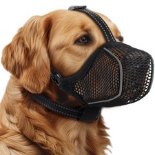 Dog Muzzle,Mesh Soft Muzzle for Small Medium Large Sized Dogs, L, Black