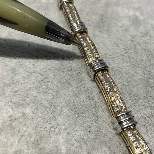 14k Yellow & White Gold Double Row Of Diamonds 6.75” Bracelet 22.15g - Picture 15 of 15