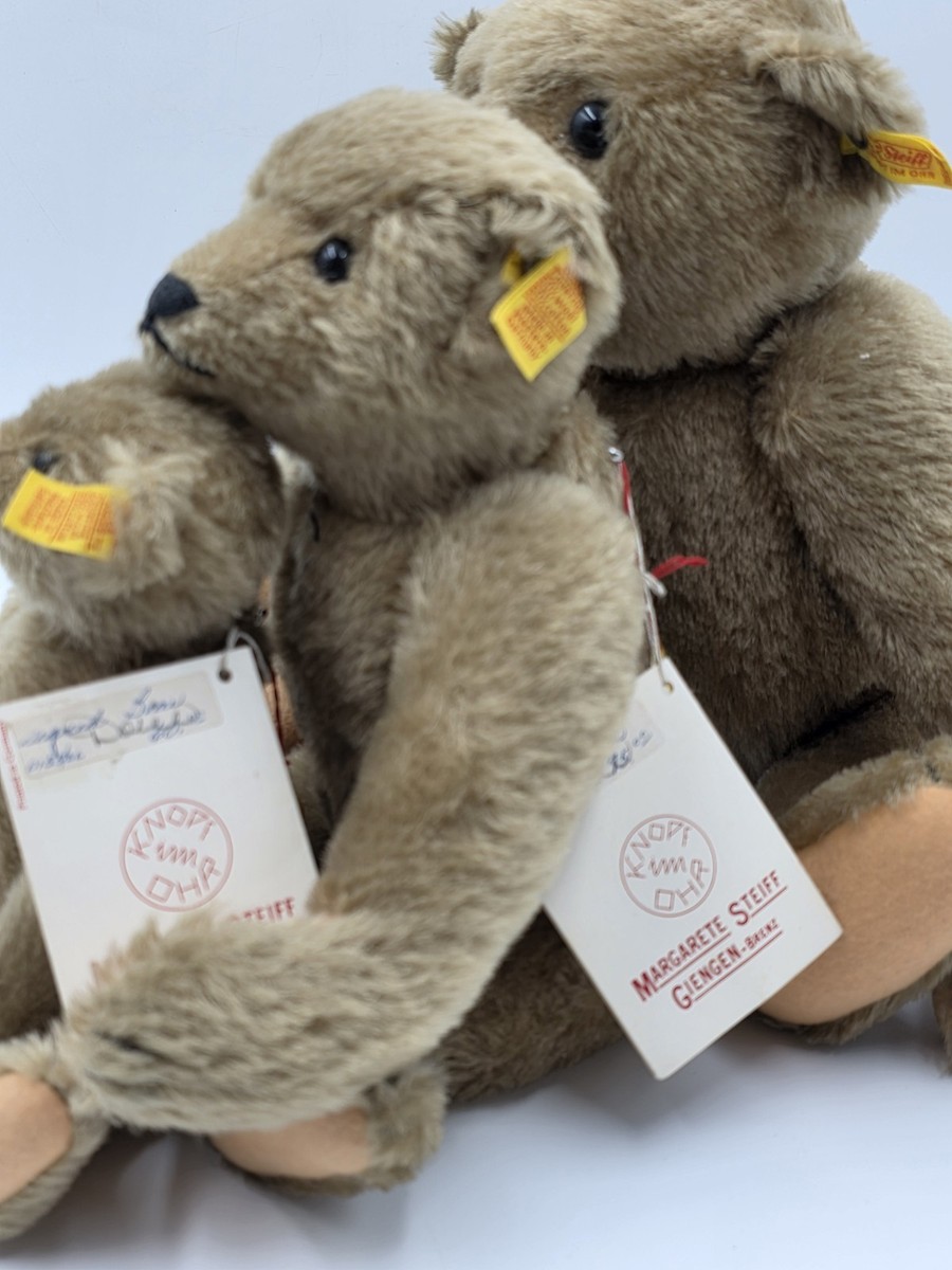 Rare Set Of 3 1982 Steiff Museum Teddy Bear Hand Signed Mohair