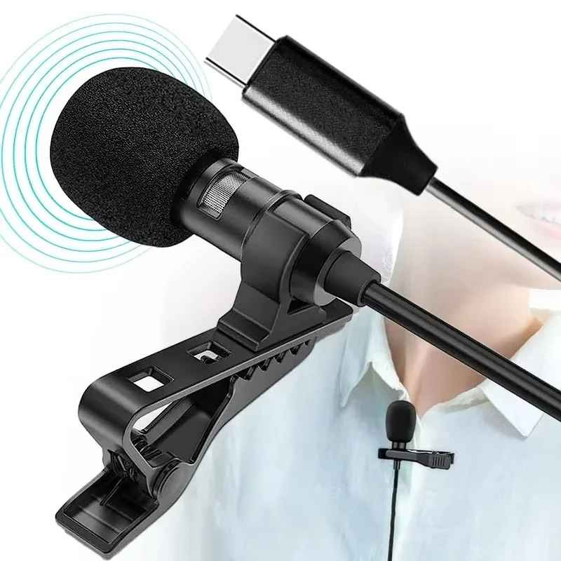 Lavalier Microphone 1.5m Clip Lapel Mic USB 3.5mm Type C Free Delivery UK