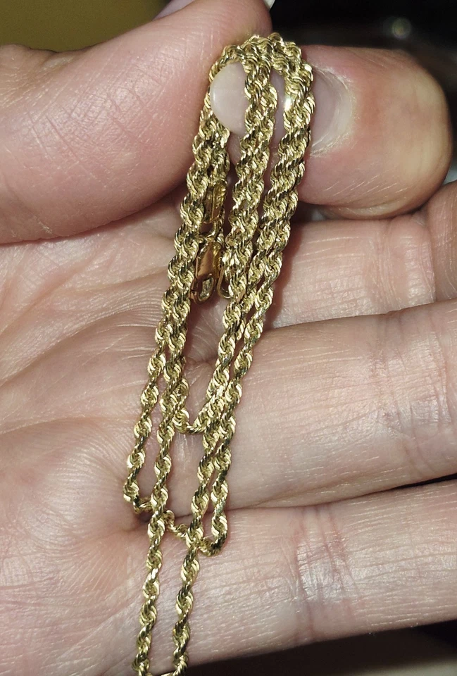 BEAUTIFUL 14k SOLID YELLOW GOLD 18" ROPE CHAIN NECKLACE W/ LOBSTER CLASP 4.4g - Image 3 of 4