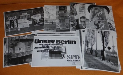 Berlin Sammlung 25 Fotos Wahlkampf CDU SPD FDP KBW SED Litfaßsäulen + Plakate