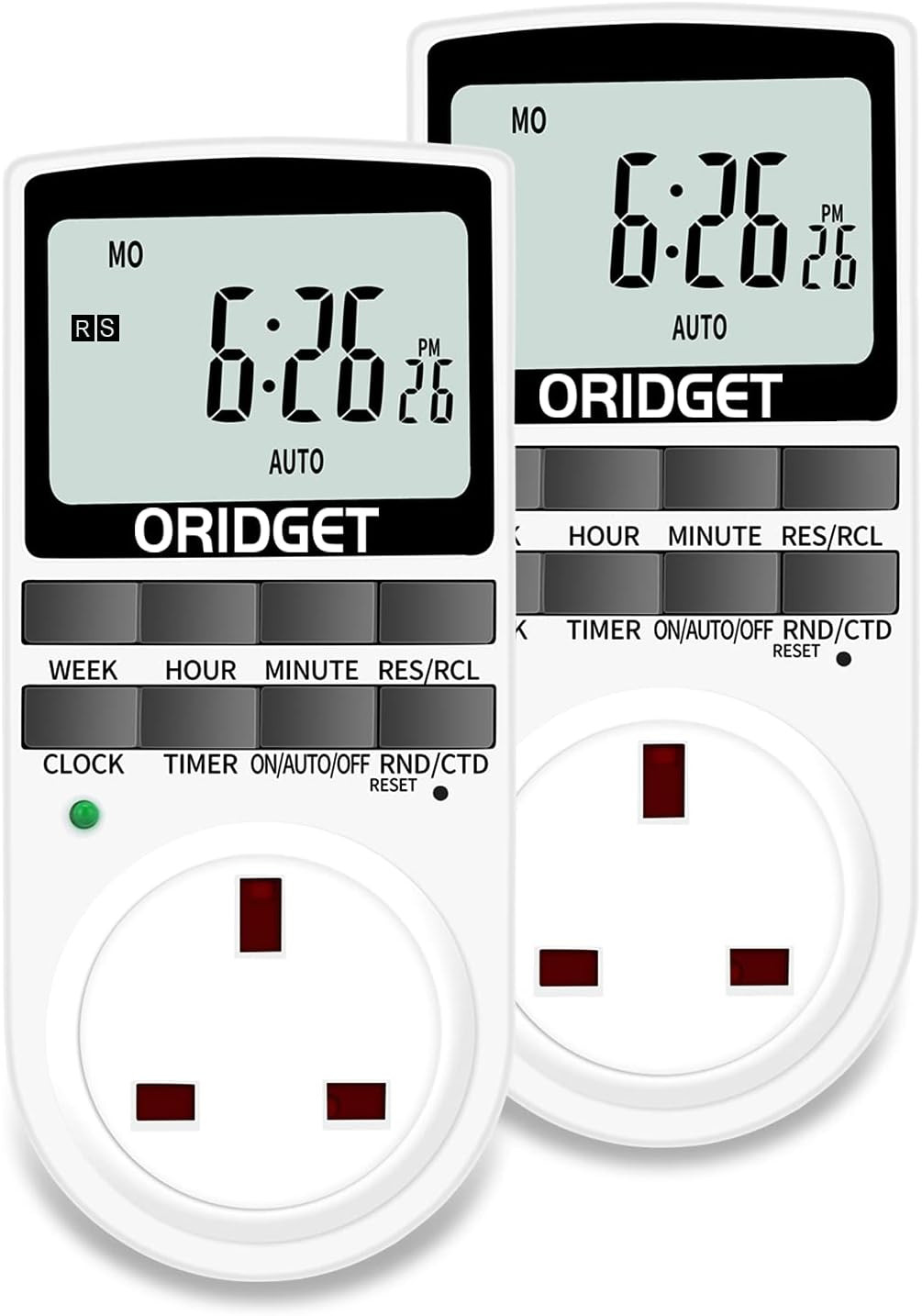 Digital Electrical Timer Plug Socket with 18 On-Off Programs, Countdown and Secu
