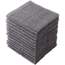 Cotton Dishcloths 12pcs, Super Absorbent for Kitchen Cleaning, Dish Washing,Gray