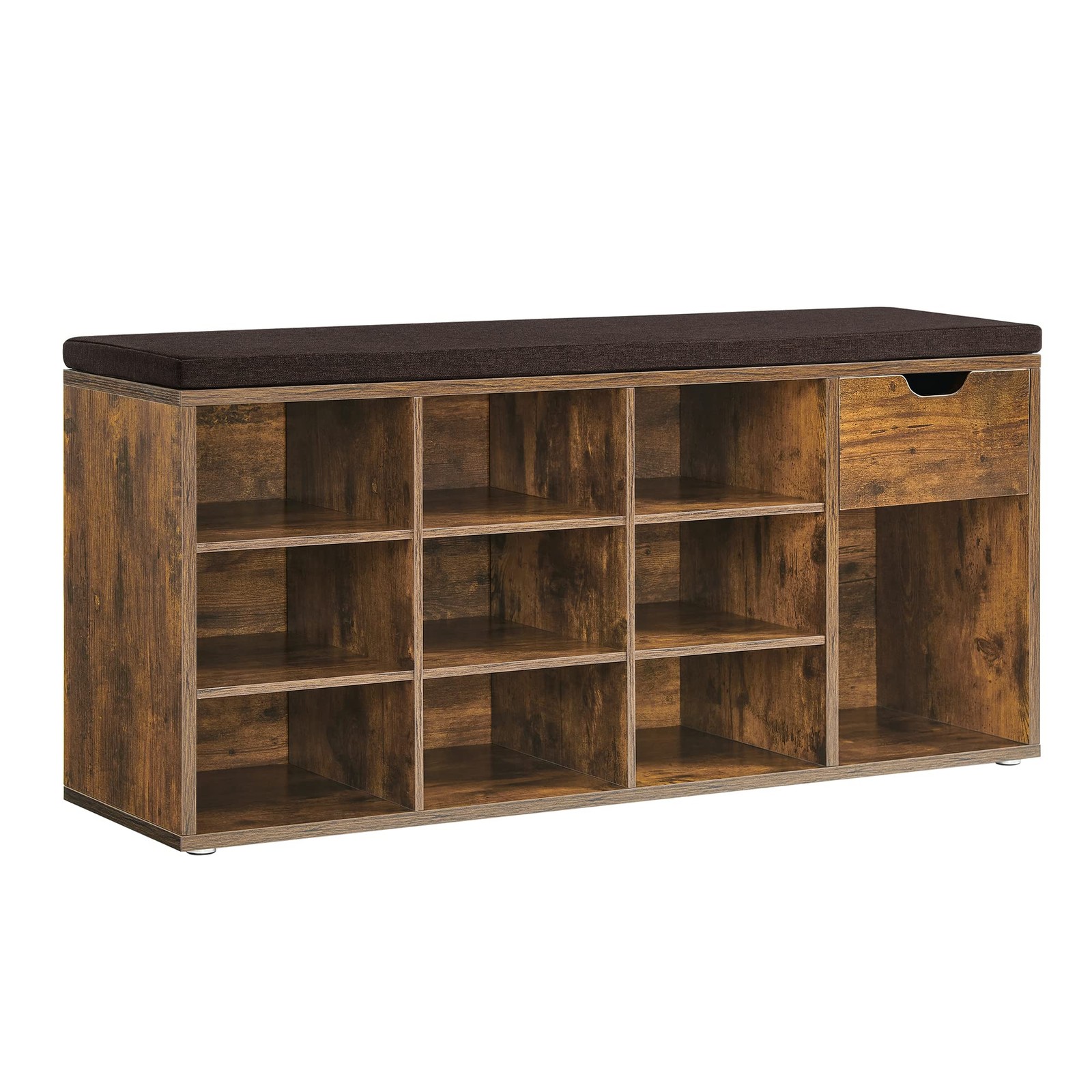 Banc à chaussures avec tiroir de rangement en bois chêne clair 100cm pour entrée