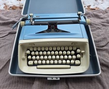 Vintage 1960s Royal Safari Typewriter Blue Cream w/ Case & Original Manual thumbnail