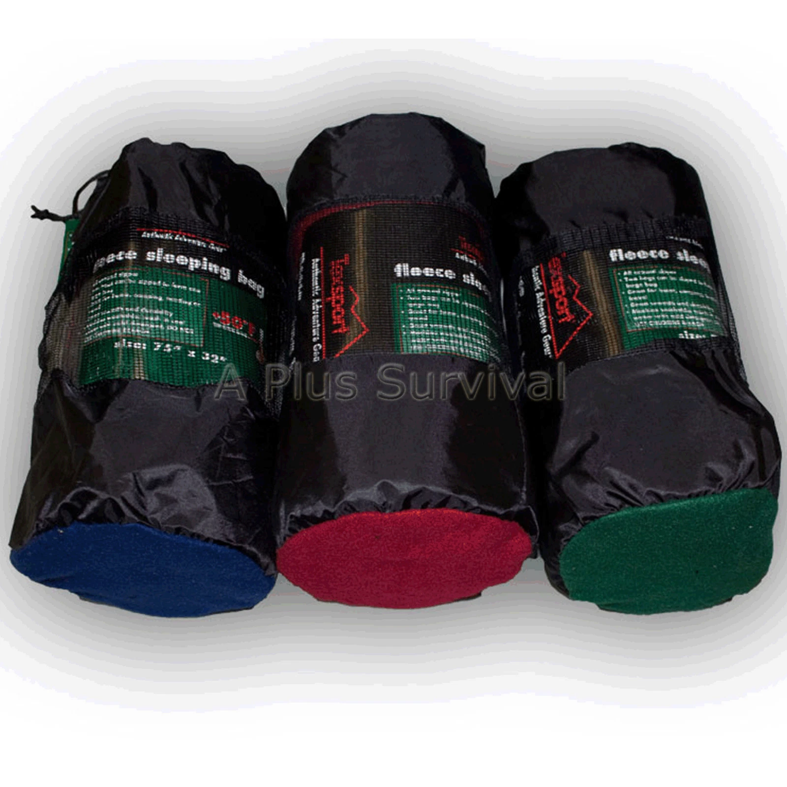 Green 50 Degree Fleece Sleeping Bag 32" x 75" Camping Emergency Survival Liner
