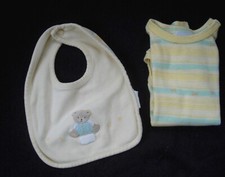 Vintage Carter's One Piece Yellow Bear Print Matching Bib Size 0-3 Months