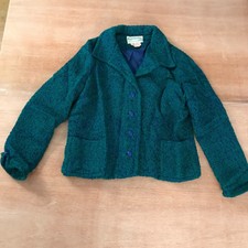 Marshall Field & Co 100% Irish Wool Jacket Women Size 12 Blue Button Up Ireland