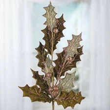 Factory Direct Craft 29 Inch Sparkling Earthy Velvet Holly Leaf