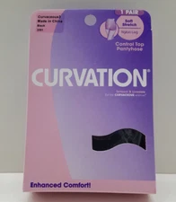 Curvation Curvaceous 3 Black 3551 Soft Stretch Nylon Leg Control Top Pantyhose