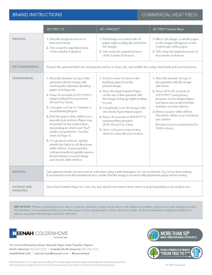JET PRO® SS Papel de Transferencia de Calor Plancha en Camiseta Impresión en Color Claro 8.5x11-11x17 Foto 4 de 4