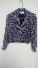 Wmn Gianni Sport WOOL Blend Houndstooth Jacket Classic Office Siren Corp VTG 90