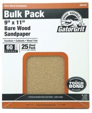 Gator Finishing Garnet Sandpaper, Fine 60-Grit, 9 x 11-In., 25-Ct.