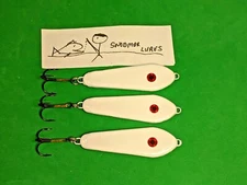 3 -3 oz Slab Jigging Casting Lead Fishing Spoons White