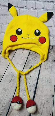 Pokemon Pikachu Yellow Knit Beanie Hat Big Face Laplander Tabogging
